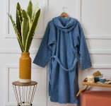 Μπουρνούζι Ενηλίκων “Pure Cotton” Κουκούλα Blue