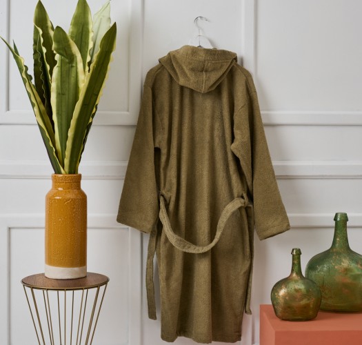 Μπουρνούζι Ενηλίκων “Pure Cotton” Κουκούλα Olive