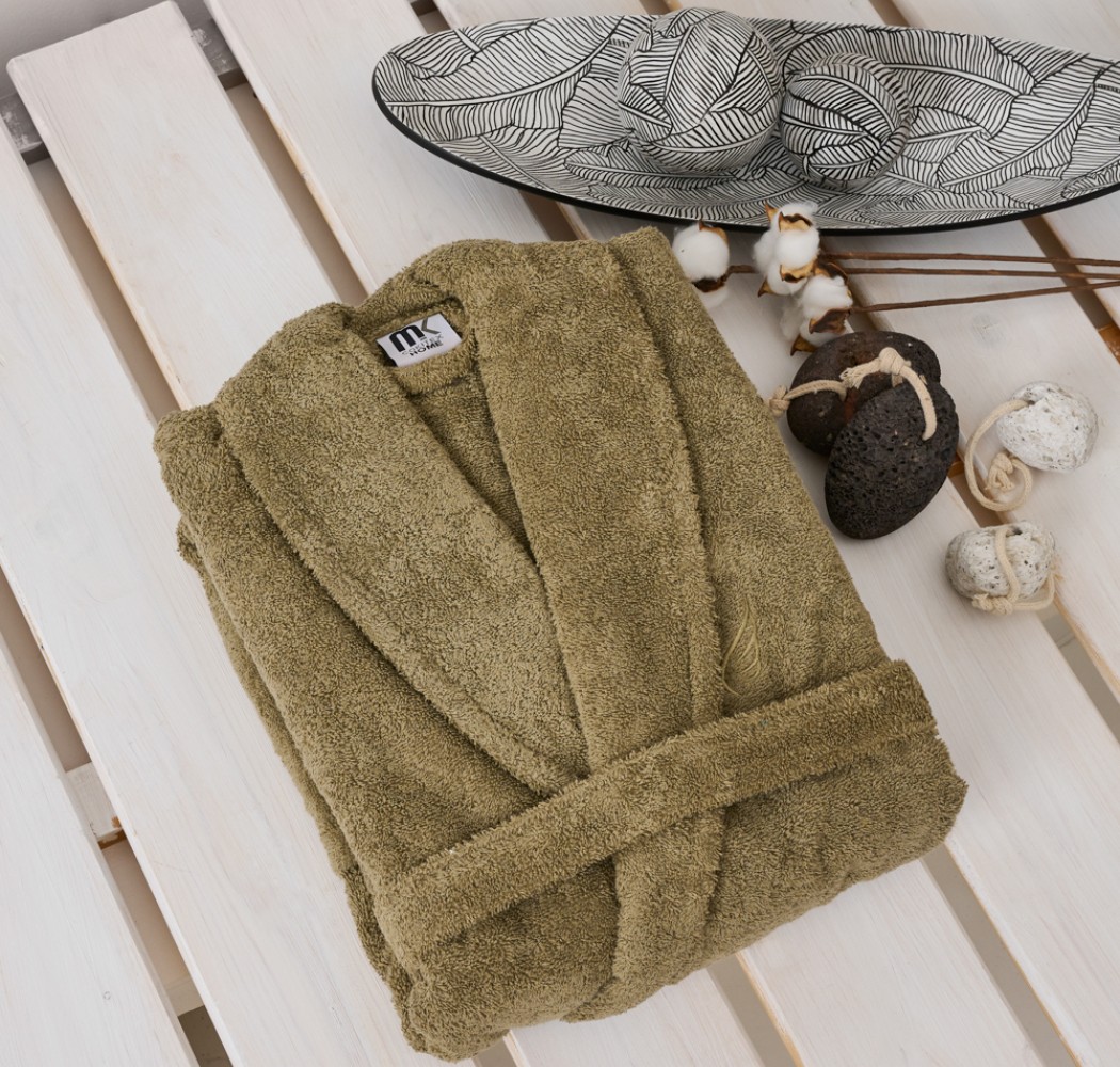 Μπουρνούζι Ενηλίκων “Pure Cotton” Κουκούλα Olive