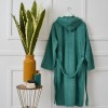 Pure Cotton Bathrobe with a Hood - Aqua