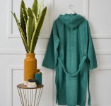 Μπουρνούζι Ενηλίκων “Pure Cotton” Κουκούλα Aqua