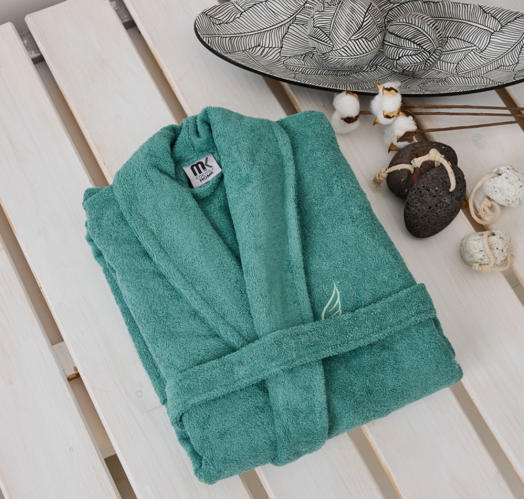 Μπουρνούζι Ενηλίκων “Pure Cotton” Κουκούλα Aqua
