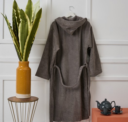 Μπουρνούζι Ενηλίκων “Pure Cotton” Κουκούλα Grey