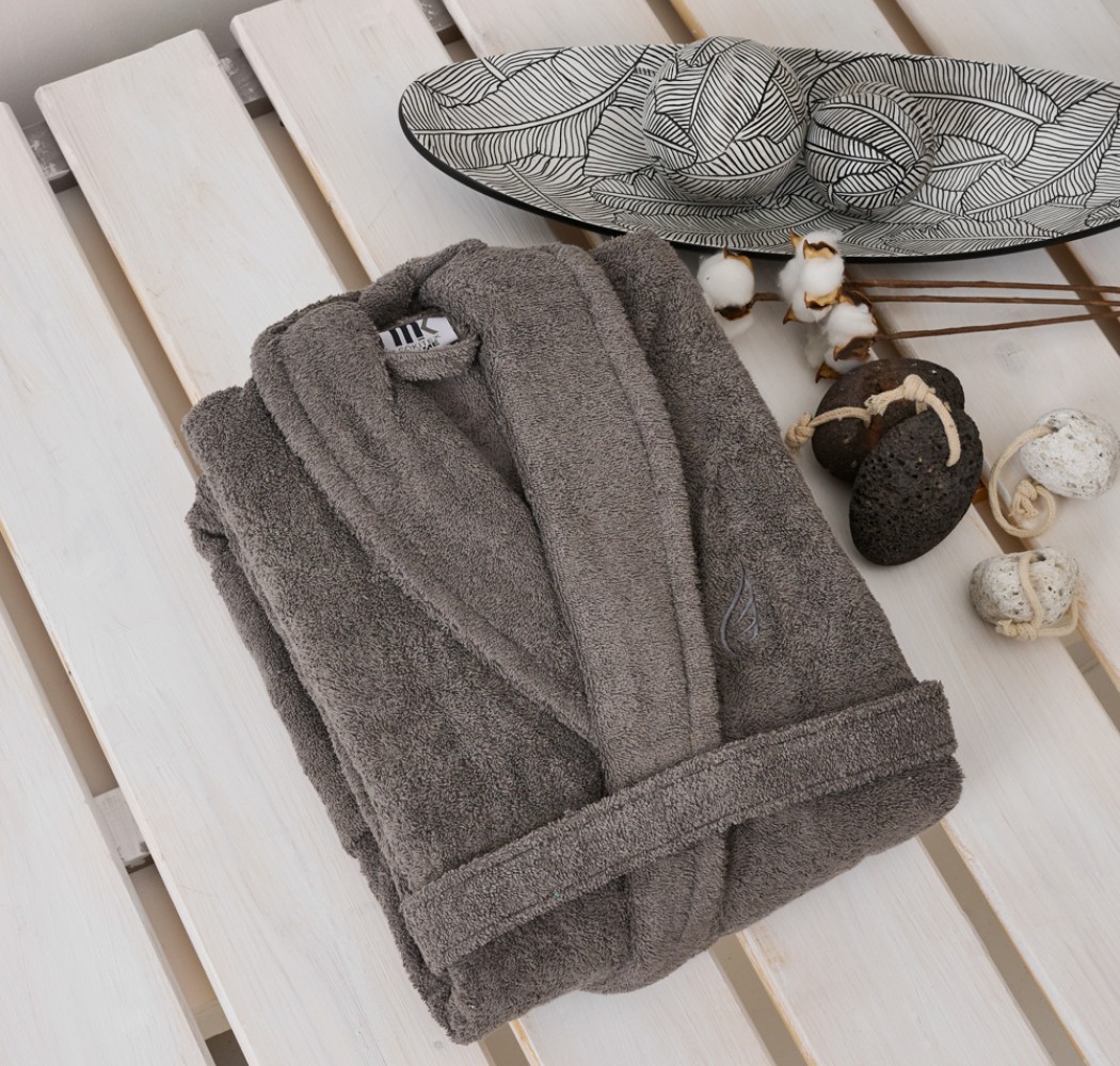 Μπουρνούζι Ενηλίκων “Pure Cotton” Κουκούλα Grey