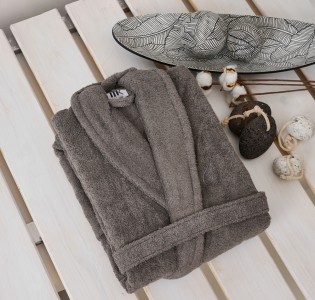 Μπουρνούζι Ενηλίκων “Pure Cotton” Κουκούλα Grey