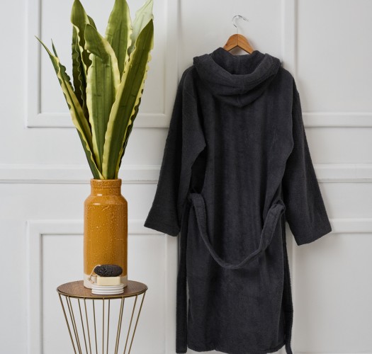 Μπουρνούζι Ενηλίκων “Pure Cotton” Κουκούλα Black