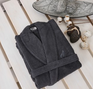 Μπουρνούζι Ενηλίκων “Pure Cotton” Κουκούλα Black