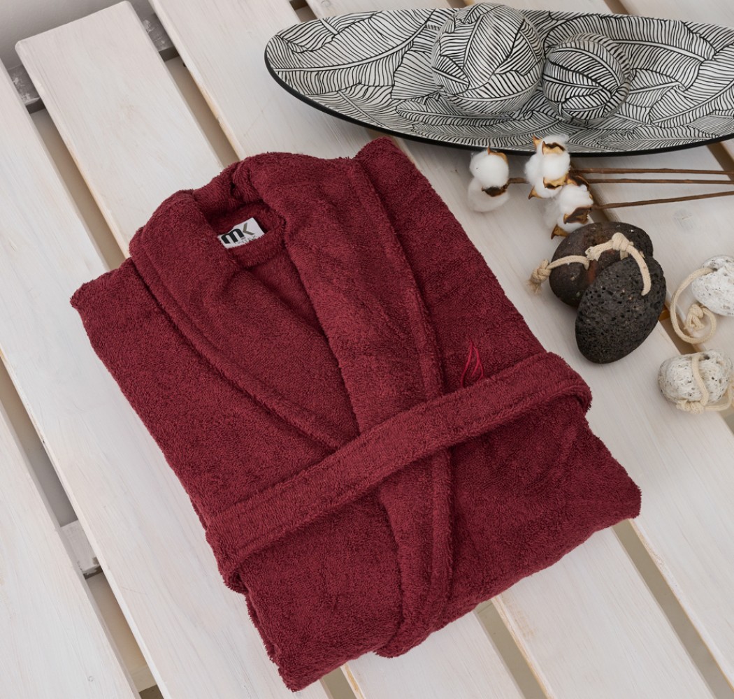 Μπουρνούζι Ενηλίκων “Pure Cotton” Κουκούλα Burgundy