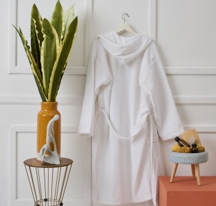 Μπουρνούζι Ενηλίκων “Pure Cotton” Κουκούλα White
