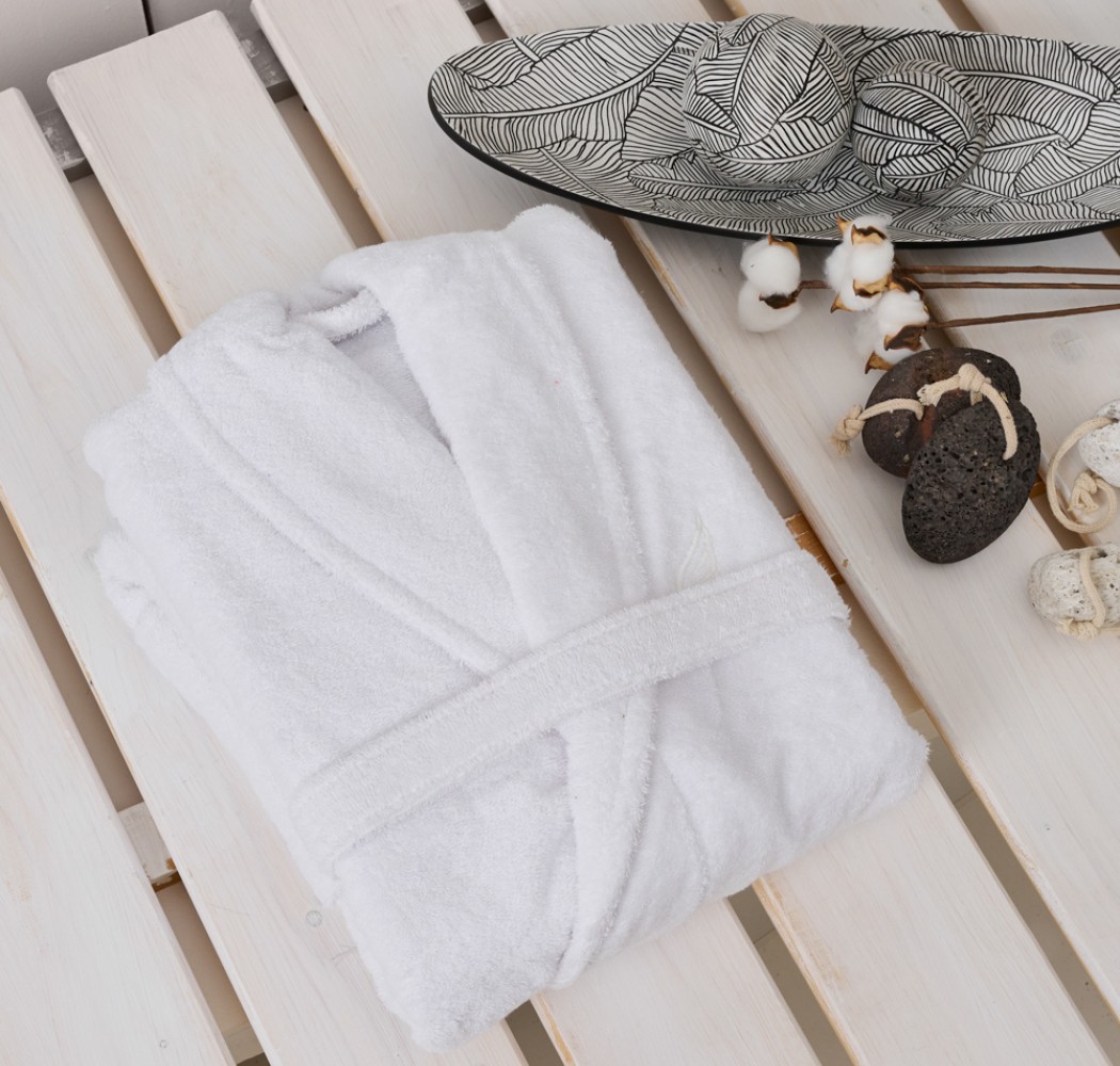 Μπουρνούζι Ενηλίκων “Pure Cotton” Κουκούλα White