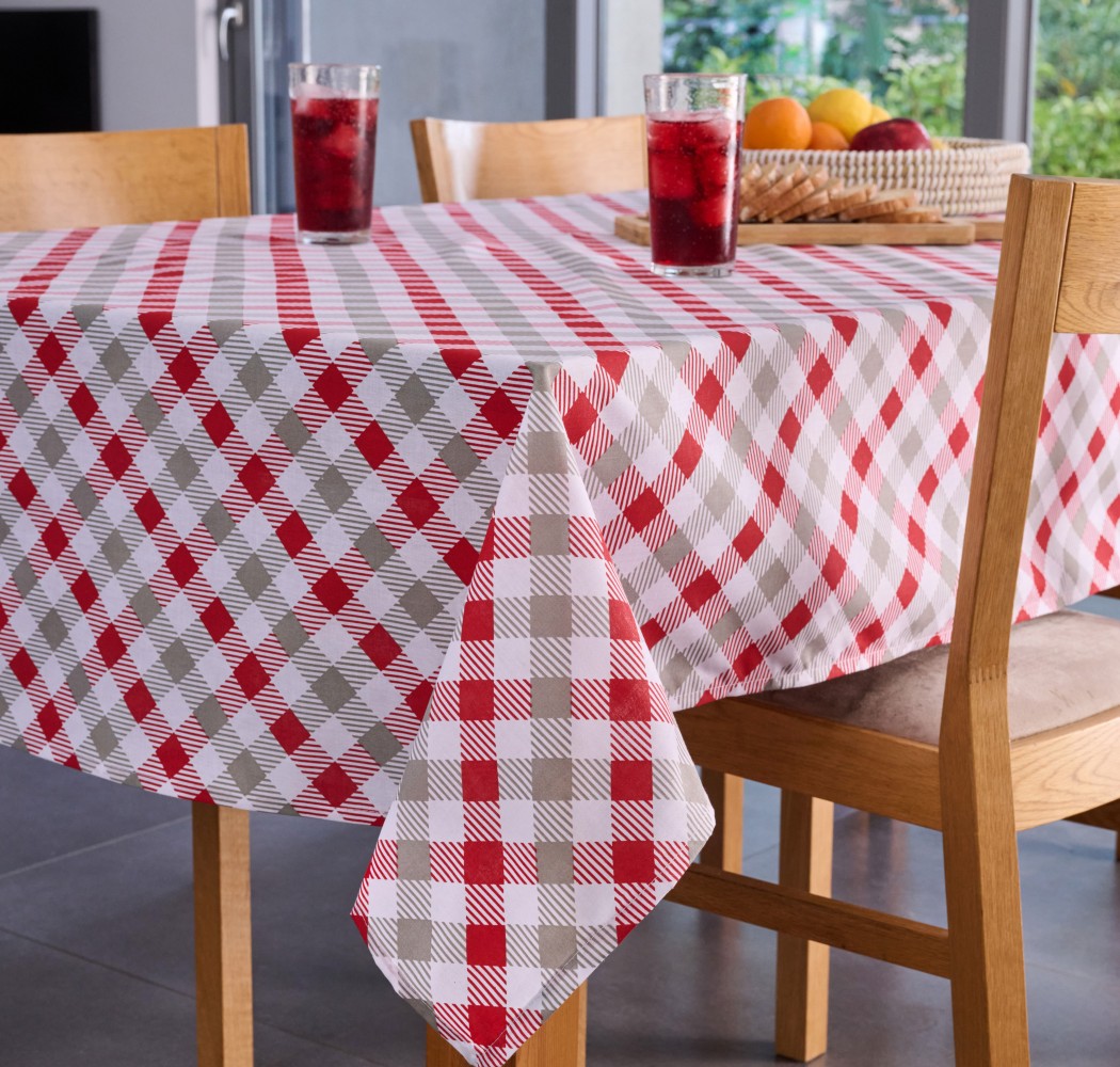Quadri Kitchen Tablecloth - Red