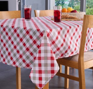 Quadri Kitchen Tablecloth - Red