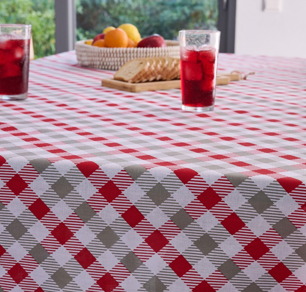 Quadri Kitchen Tablecloth - Red
