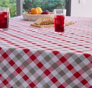 Quadri Kitchen Tablecloth - Red
