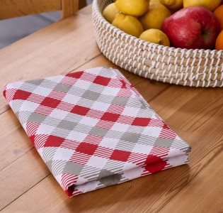 Quadri Kitchen Tablecloth - Red