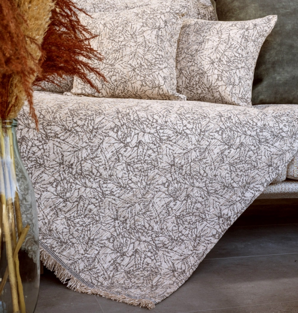 Sofa Throw Chenille VERA Beige Grey