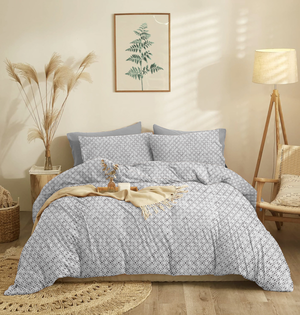 Marta Mosaic Grey Bed Sheet Set